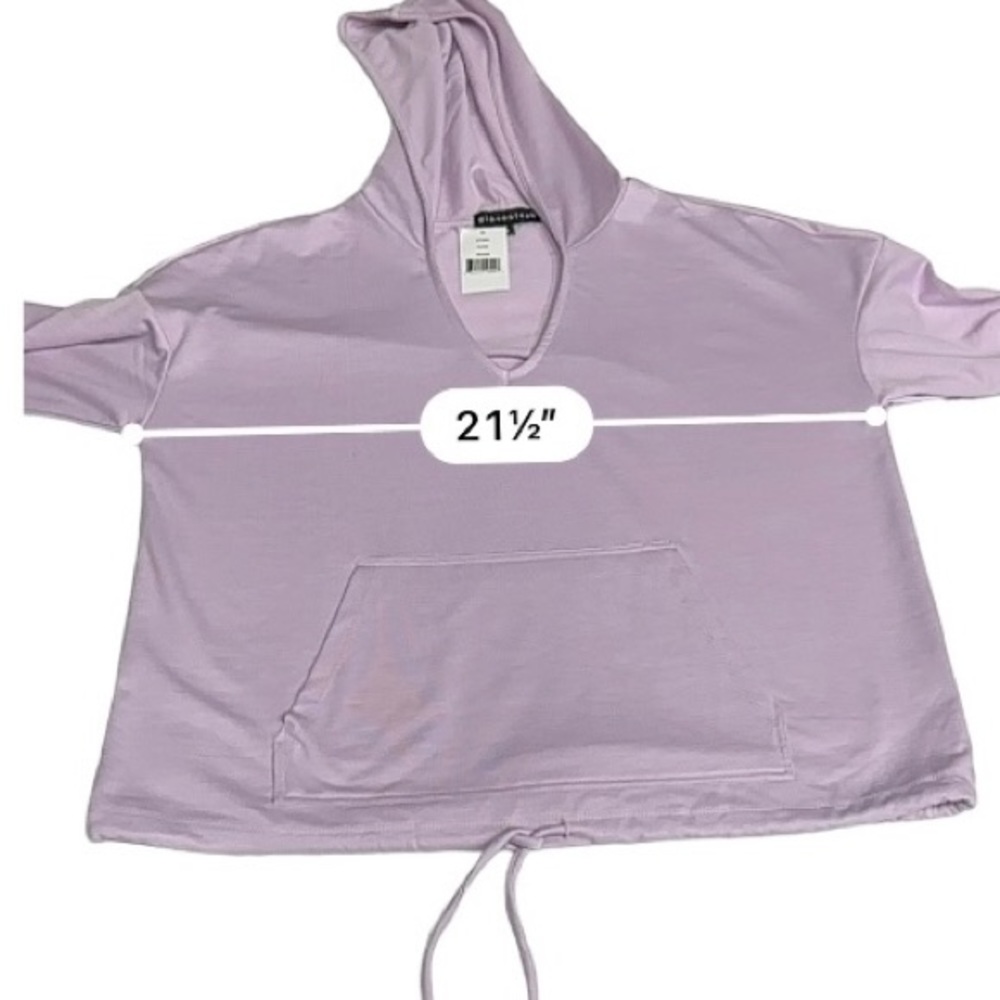 Gibsonlook‎ Women's French Terry Bottom Tie Hoodie Cloud Purple Pink Size M NWT - Picture 6 of 11